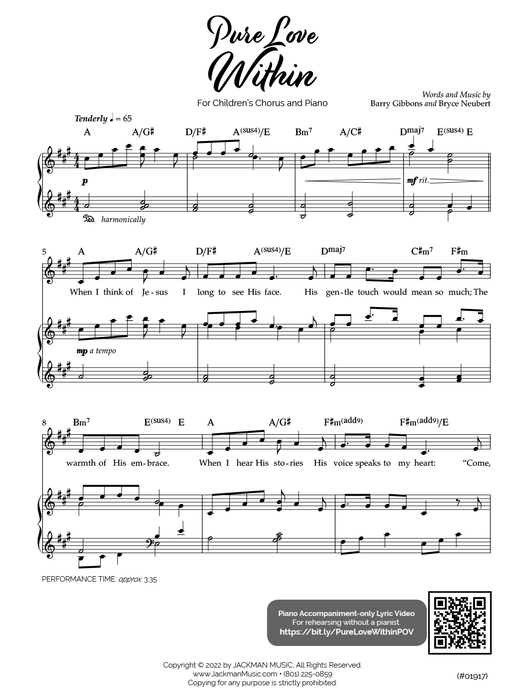 Pure Love Within - Children's Chorus  pg. 2 | Sheet Music | Jackman Music