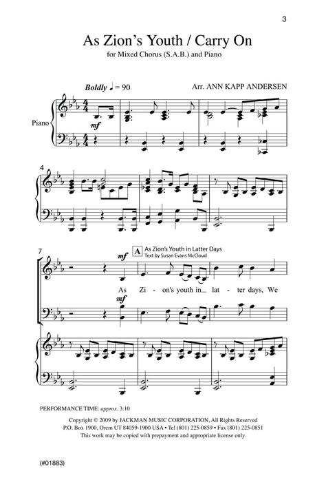As Zions Youth In Latter Days Carry On Sab | Sheet Music | Jackman Music