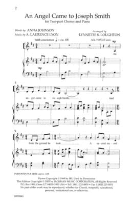 An Angel Came To Joseph Smith 2 Part | Sheet Music | Jackman Music