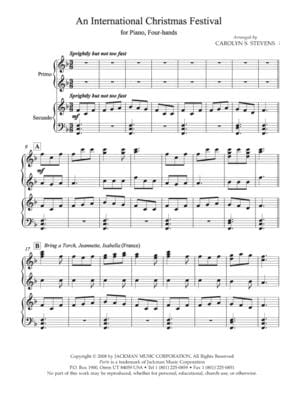 An International Christmas Festival Piano Four Hands | Sheet Music | Jackman Music