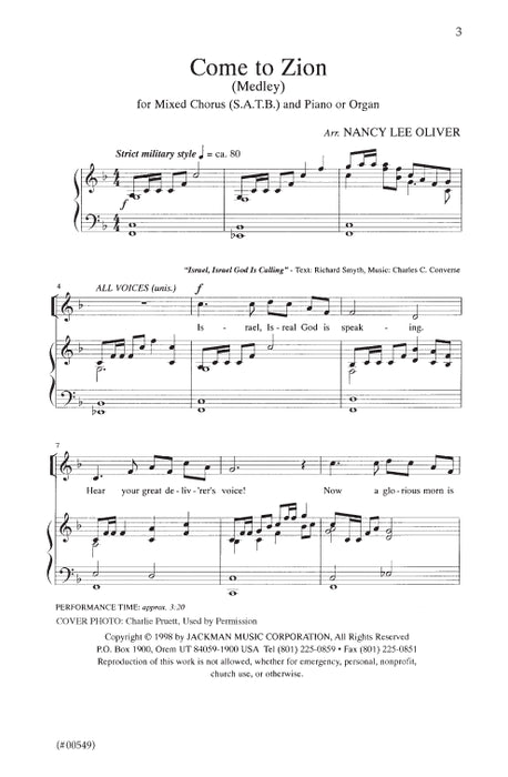 Come To Zion Medley Satb | Sheet Music | Jackman Music