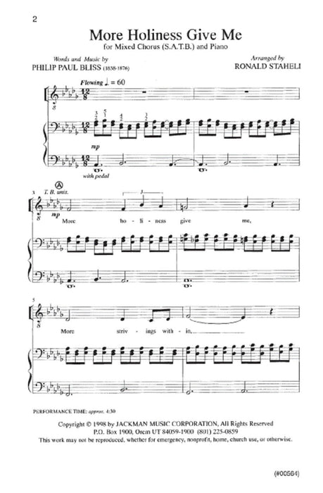 More Holiness Give Me Satb | Sheet Music | Jackman Music
