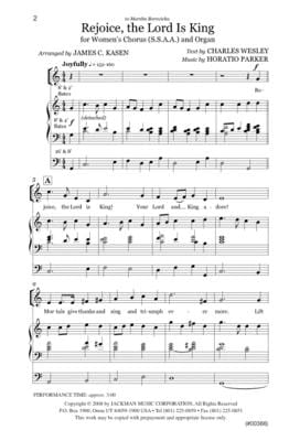 Rejoice The Lord Is King Ssaa | Sheet Music | Jackman Music
