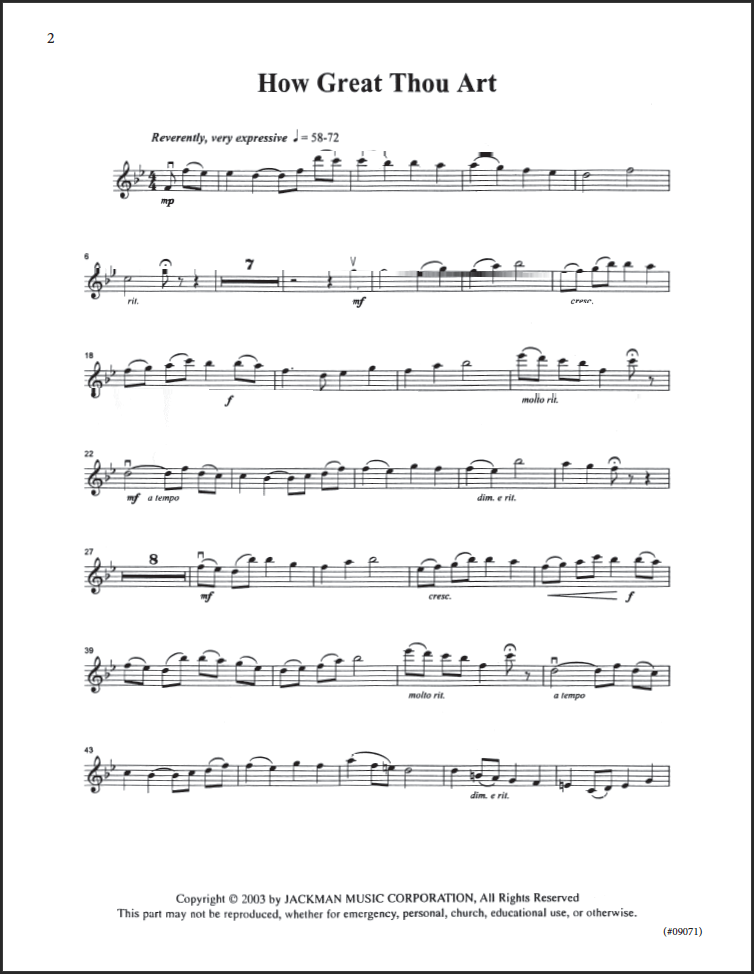 How Great Thou Art for String Quartet Sheet music for Violin