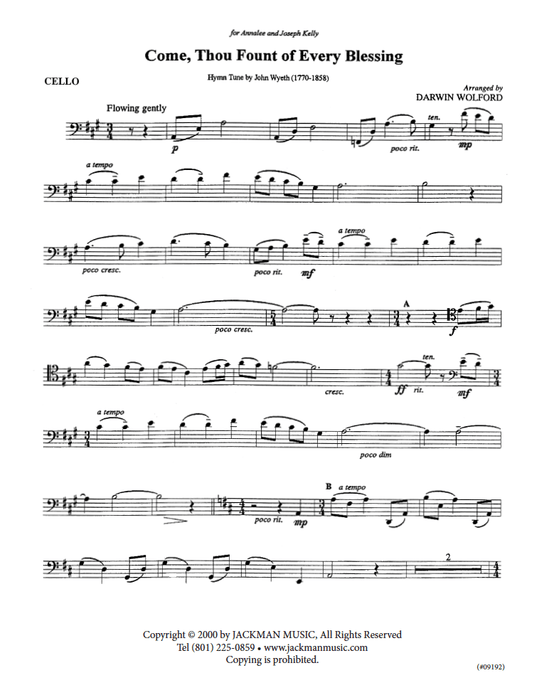 Come Thou Fount Of Every Blessing Violin Cello And Piano | Sheet Music | Jackman Music