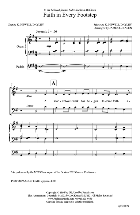 Faith in Every Footstep - SATB - Kasen General Conference Music pg. 2 | Sheet Music | Jackman Music