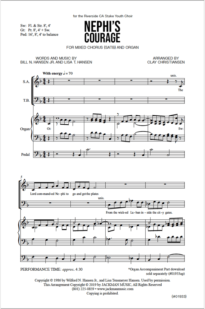 Nephi's Courage - SATB — Jackman Music Nephi's Courage - SATB — Jackman Music