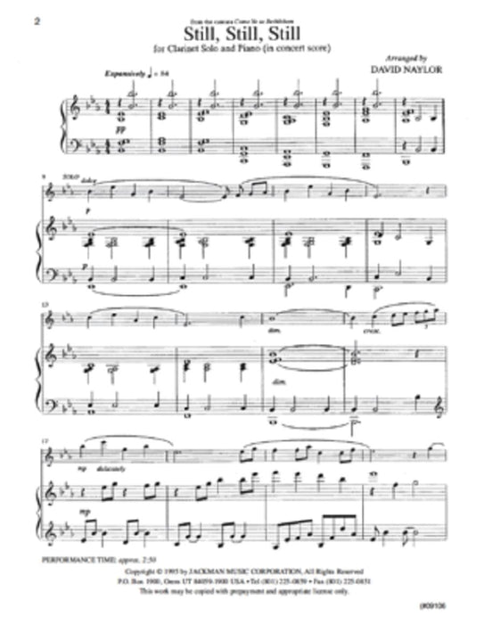 Still Still Still Clarinet Solo Naylor | Sheet Music | Jackman Music
