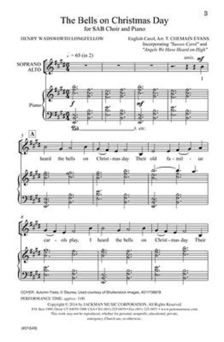 The Bells On Christmas Day Sab | Sheet Music | Jackman Music