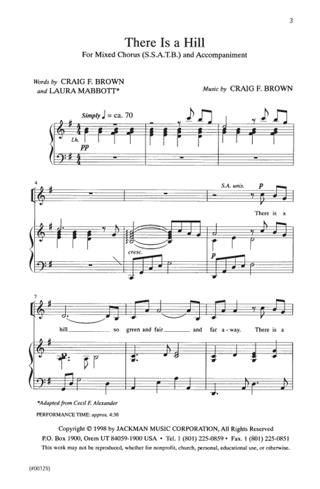 There Is A Hill Ssatb | Sheet Music | Jackman Music