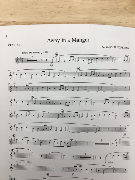 Away in a Manger for Clarinet, arranged by Joseph Hoffman. Jackman Music.