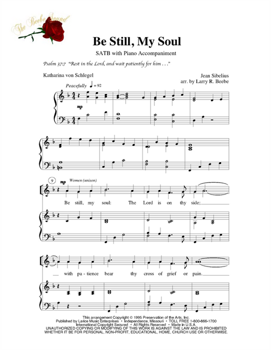 Be Still My Soul - SATB