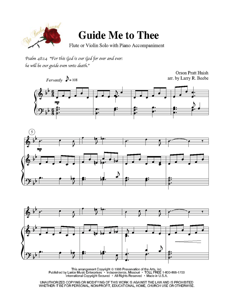 Guide Me to Thee - Violin or Flute Solo — Jackman Music