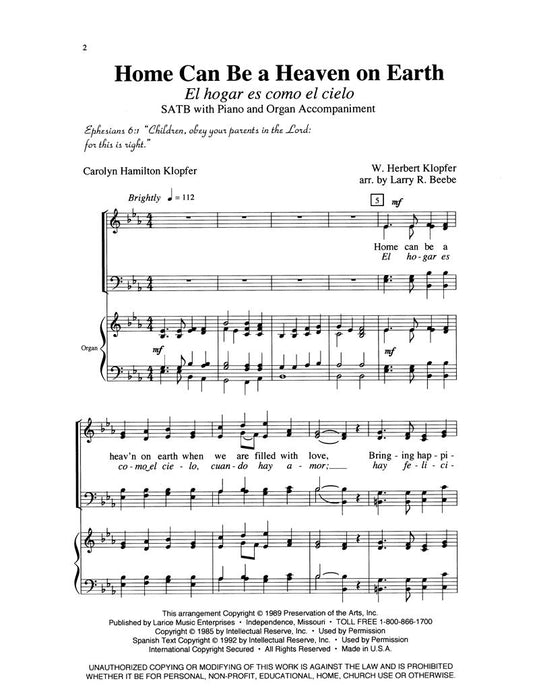 Home Can Be a Heaven on Earth - SATB with Piano and Organ