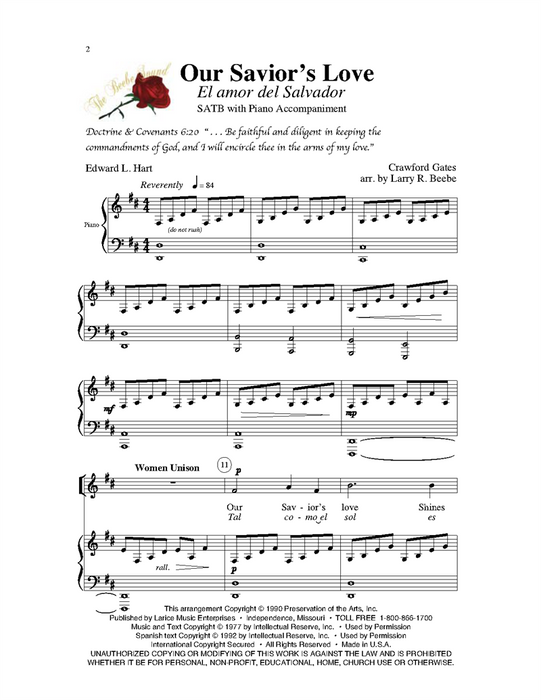 Our Savior's Love - SATB