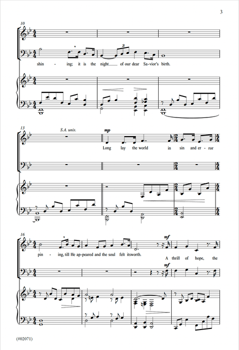 O Holy Night - SSAATTBB - Violins, Piano Four Hands - Bestor