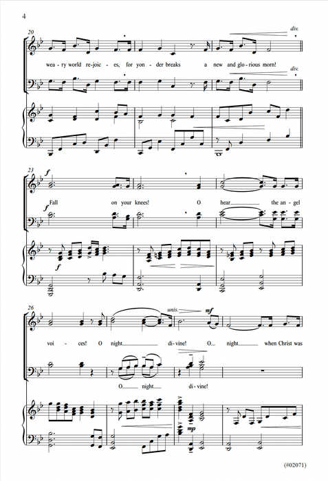 O Holy Night - SSAATTBB - Violins, Piano Four Hands - Bestor