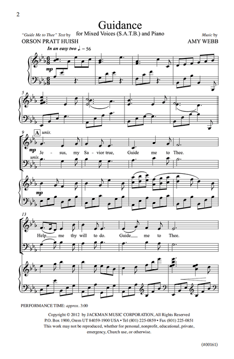 Guidance - SATB (Guide Me to Thee) pg. 2 | Sheet Music | Jackman Music