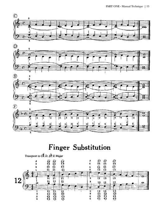 Basic Organ Techniques - Organ Method Book pg. 13 Finger Substitution Technique | Sheet Music | Jackman Music