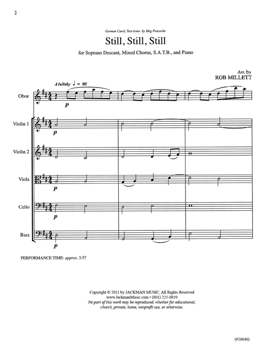 Still, Still, Still - Oboe and Strings - Score and Parts pg. 2 | Sheet Music | Jackman Music