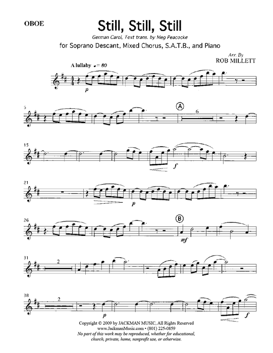 Still, Still, Still - Oboe and Strings - Score and Parts oboe | Sheet Music | Jackman Music