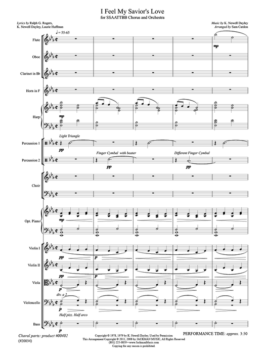 I Feel My Savior's Love - Orchestration pg. 1 | Sheet Music | Jackman Music