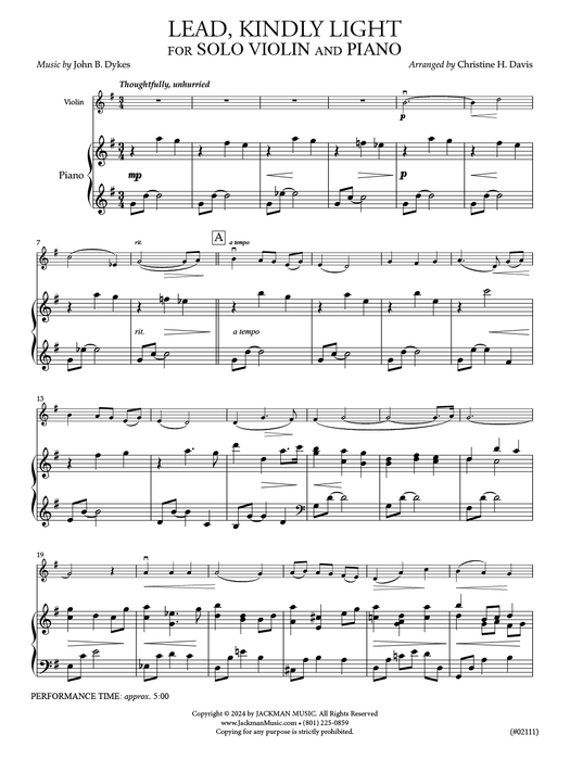 Lead, Kindly Light - Violin Solo pg. 2 | Performed in General Conference