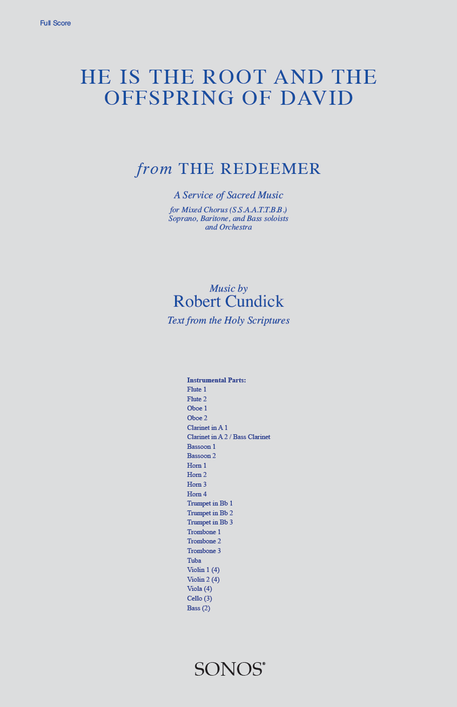 He Is the Root and the Offspring of David - Score and Orchestral Parts ...