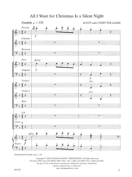 All I Want For Christmas Is A Silent Night - Score pg. 1 | Sheet Music | Jackman Music