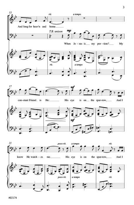 His Eye Is on the Sparrow - SATB