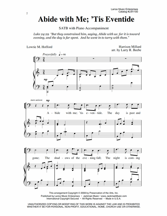 Abide with Me Tis Eventide - SATB