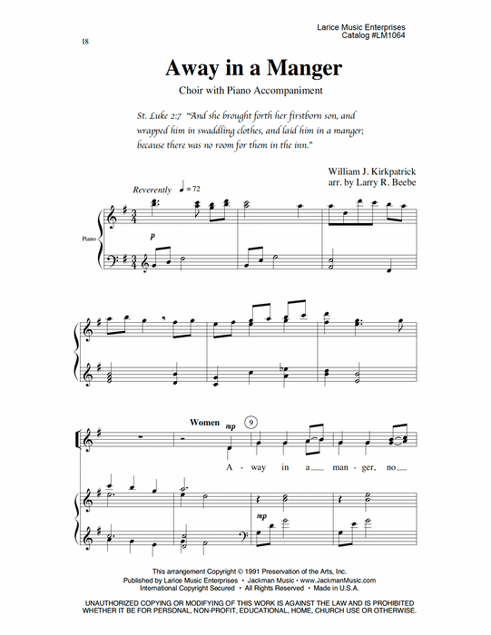 Away In a Manger - SATB