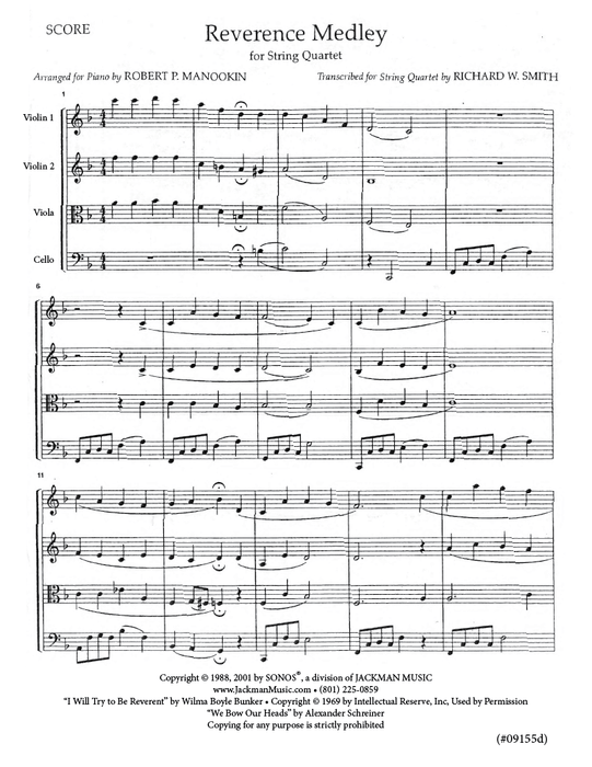 Reverence Medley - String Quartet