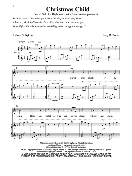 Christmas Child - High Vocal Solo