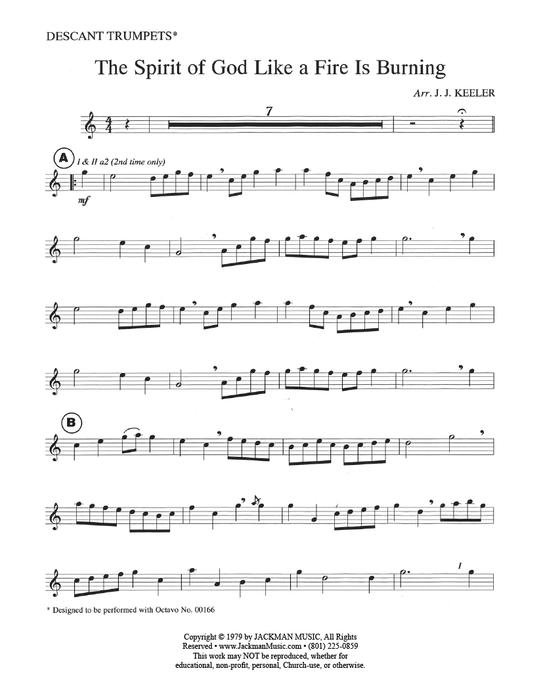The Spirit of God Like a Fire is Burning - Descant Trumpets part for #00166 | Sheet Music | Jackman Music