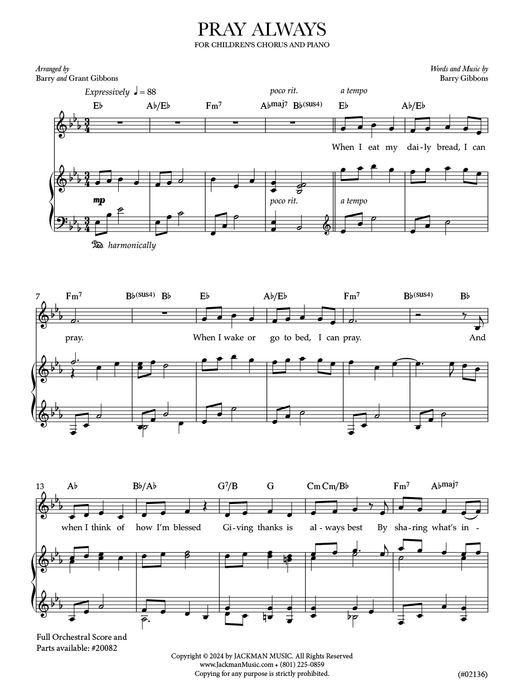 Pray Always - Children's Chorus