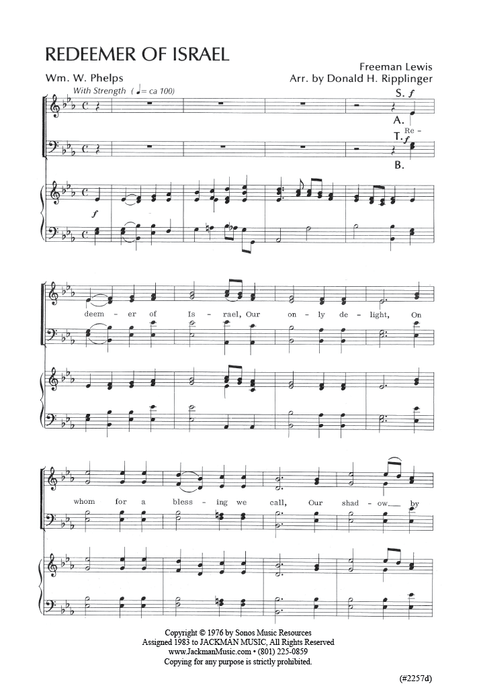 Redeemer of Israel - SATB - Donald Ripplinger