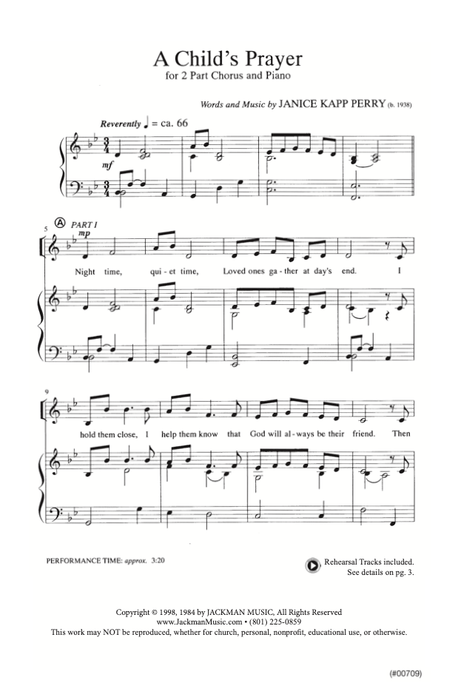 A Child's Prayer - Two Part Chorus pg. 2 | Sheet Music | Jackman Music