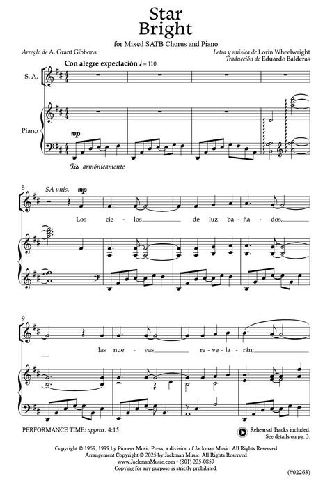 Estrella de luz (Star Bright, Spanish) - SATB