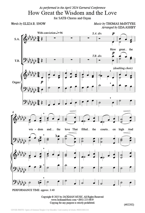 How Great the Wisdom and the Love - SATB