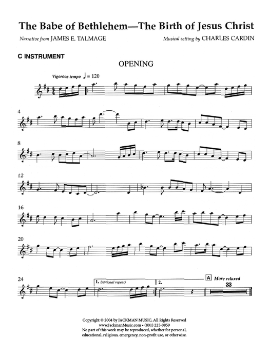 Babe Of Bethlehem: The Birth of Jesus Christ - Violin Part | Sheet Music | Jackman Music