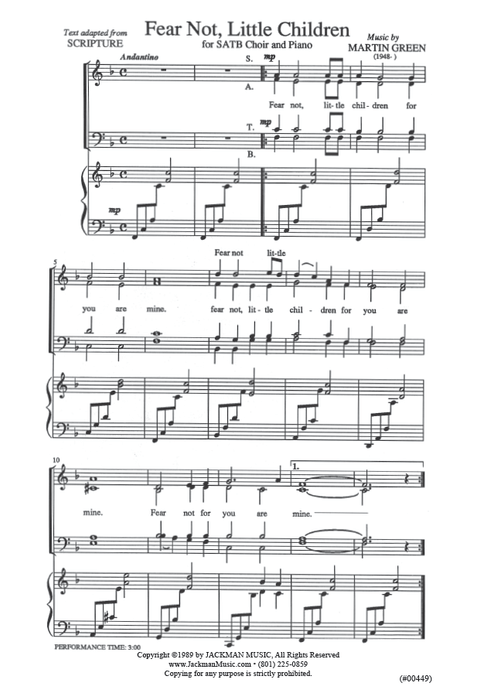 Fear Not Little Children - SATB