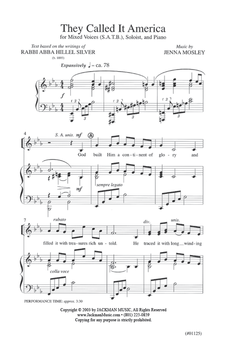 They Called It America - SATB