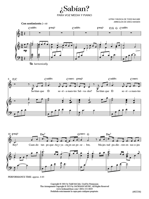 ¿Sabían? - (Did They Know?) - Vocal Solo - Spanish
