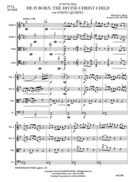 He Is Born, the Divine Christ Child - String Quartet