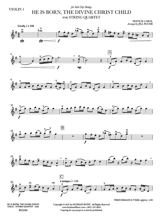 He Is Born, the Divine Christ Child - String Quartet