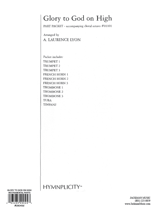 Glory to God on High - Instrumental Parts Packet
