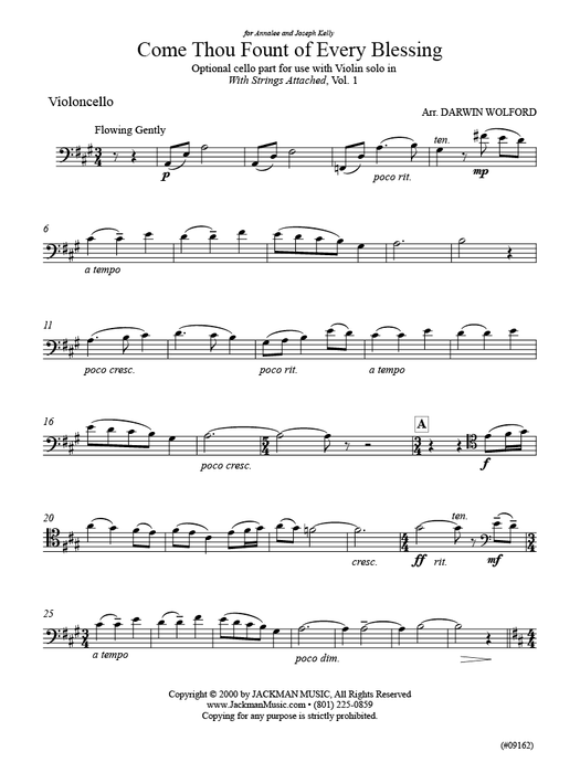 Come Thou Fount of Every Blessing - Optional Cello Duet Part