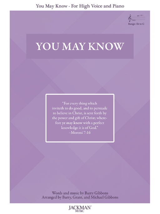 You May Know - High Vocal Solo Cover | Jackman Music | Sacred Sheet Music