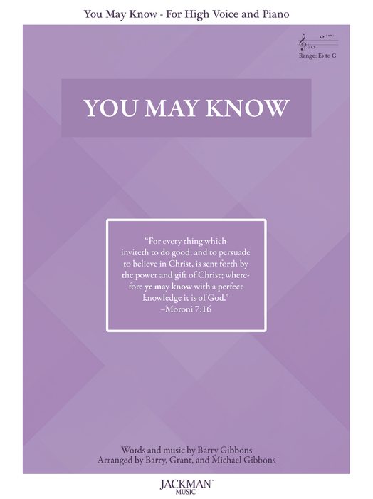 You May Know - High Vocal Solo Cover | Jackman Music | Sacred Sheet Music